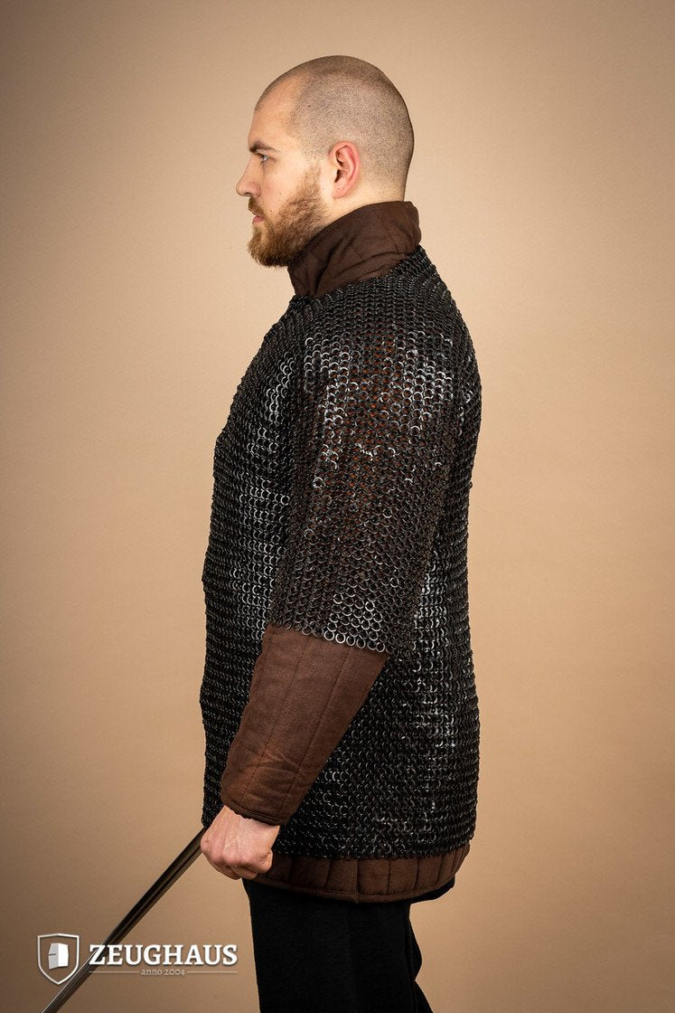 Chainmail Haubergeon Flat Ring Riveted 9mm Burnished Medieval Armor for LARP, Cosplay & Renaissance Fairs