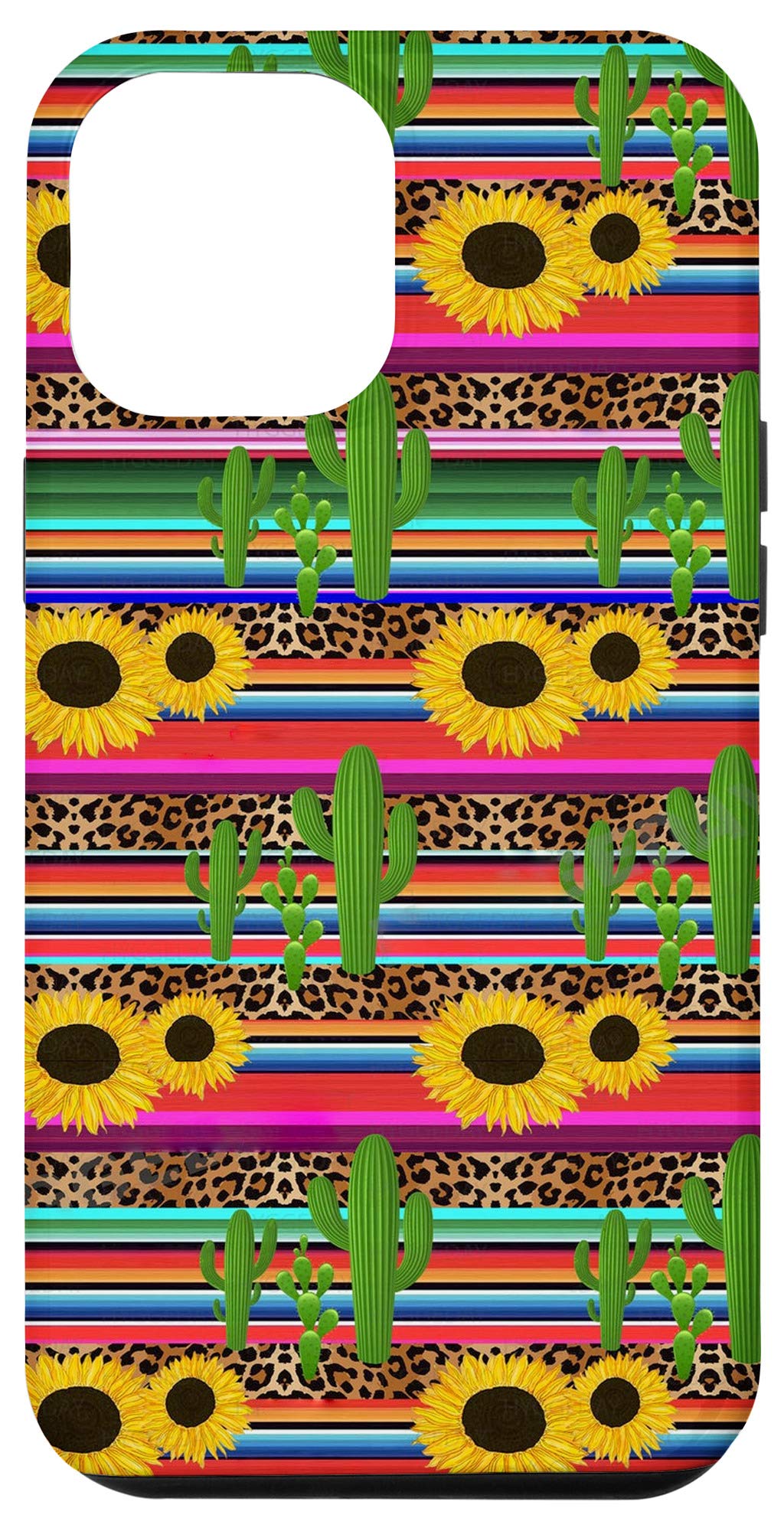 iPhone 12 Pro Max Case - Sunflower Cactus Serape Cowgirl Design - Shockproof Protective Phone Cover for Women - Perfect for Rodeo, Horseback Riding & Western Lifestyle