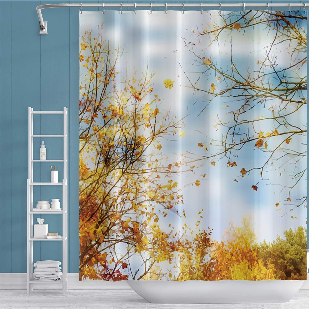 Chic Autumn Tree Shower Curtain - Waterproof Polyester Bathroom Decor for Modern Homes