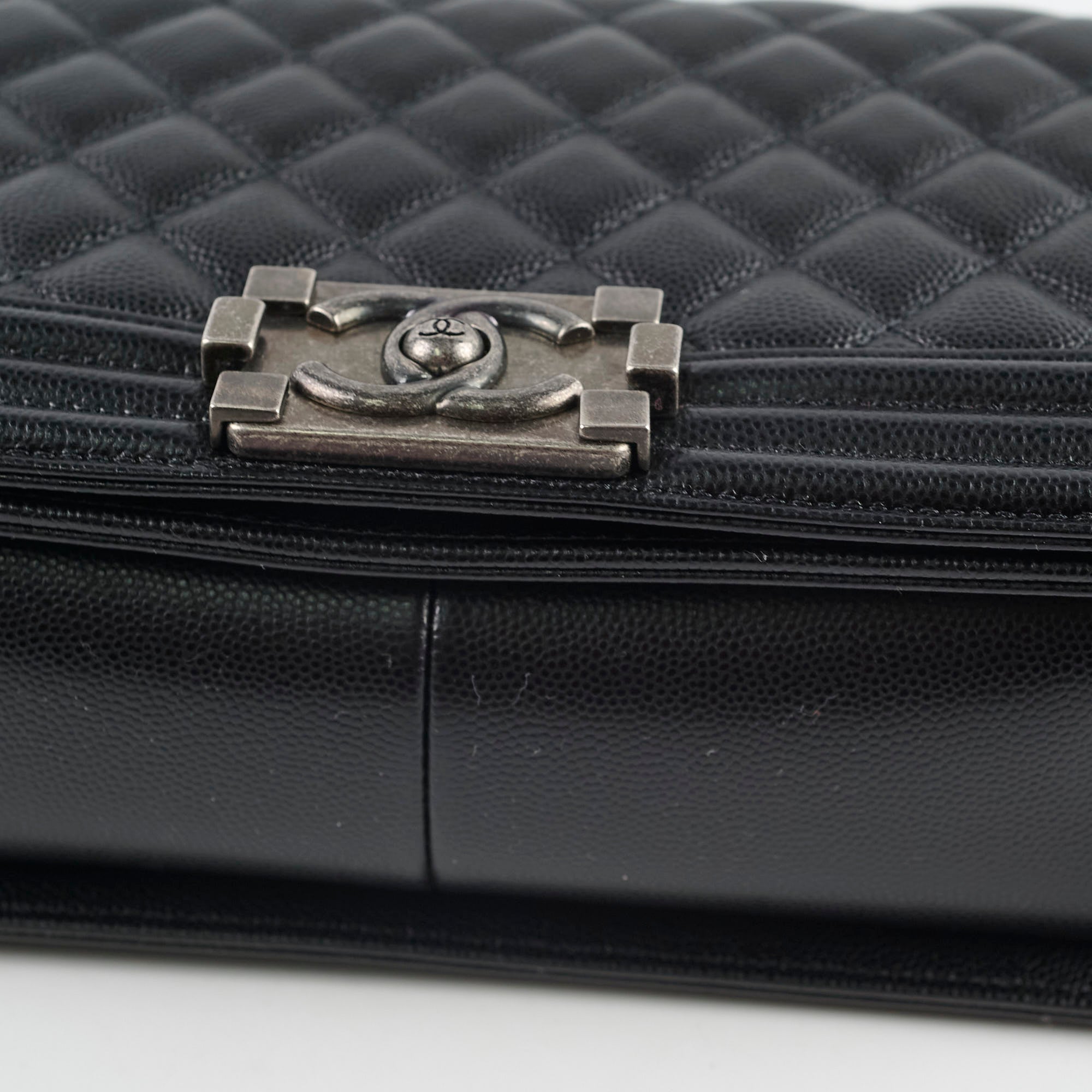 Chanel Caviar Old Medium Boy Bag Black 28cm - Luxury Designer Handbag for Women, Perfect for Evening Parties & Special Occasions