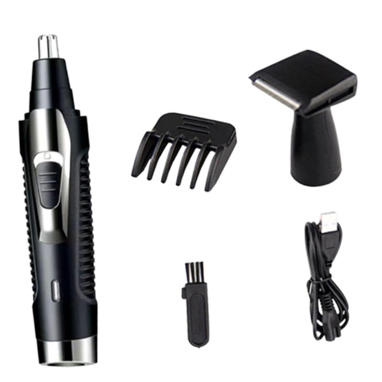 IPetboom Rechargeable Electric Nose Hair Trimmer for Men - Painless Nose & Ear Hair Removal, Washable & Portable Grooming Kit - Perfect for Travel, Home & Office Use - Black