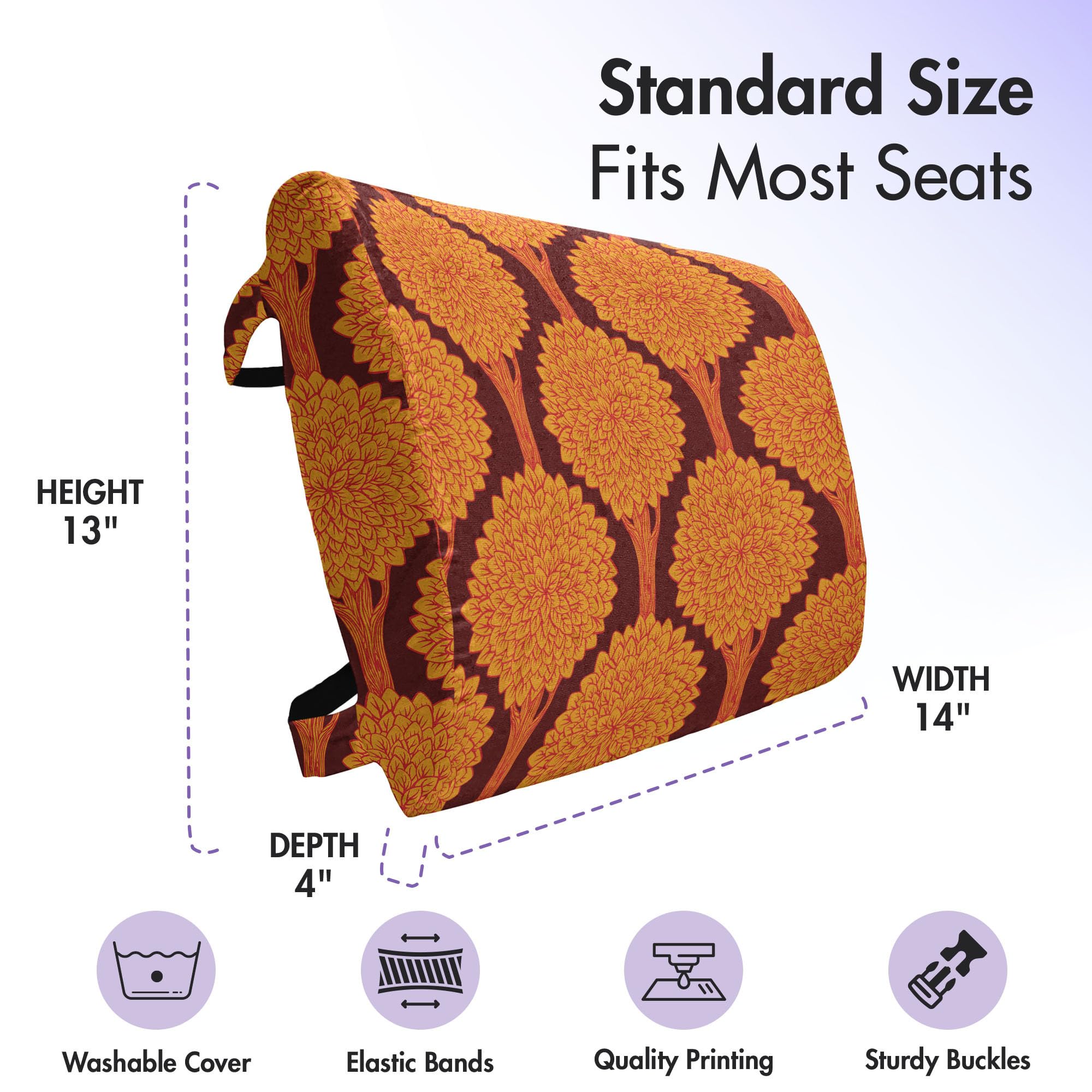 Ambesonne Tree Lumbar Support Pillow - Abstract Vibrant Forest Pattern, Autumn Wildlife Modern Art - High Density Foam for Office Chair & Car Seat - 14