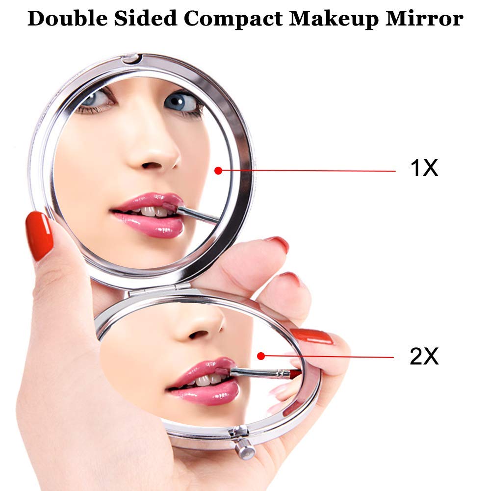 Elegant Compact Crystal Pocket Makeup Mirror Set with Love Knot Bracelet - Perfect for Bachelorette Party, Bridesmaid Proposal & Wedding Gifts (Champagne) | Ideal for Travel, Home Vanity & Special Occasions