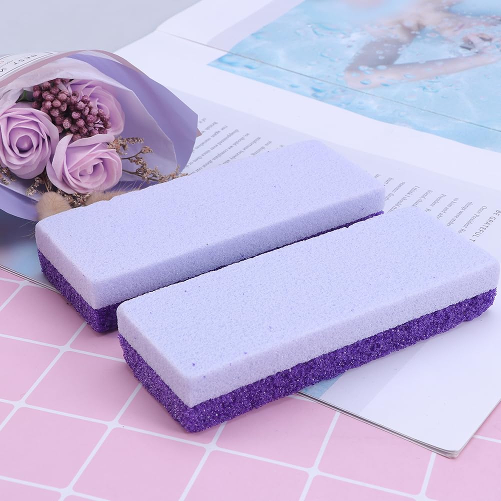 4-Pack Double Sided Pumice Stone for Feet - Professional Hard Skin Remover & Cracked Heel Exfoliator - Pedicure Tools for Soft Smooth Feet - Perfect for Home Spa, Foot Care Routine & Cracked Heel Treatment (Purple)