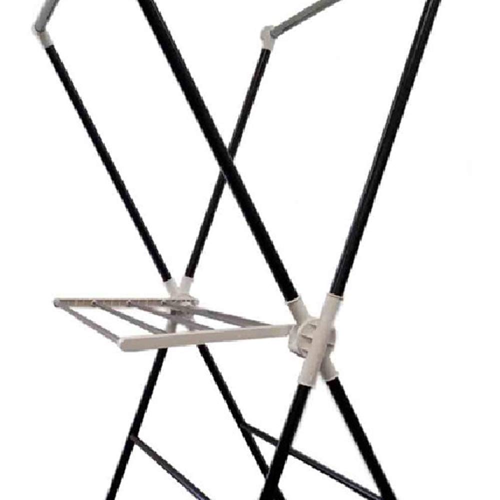 Benjara Folding Laundry Rack - Space Saving Clothes Drying Rack with Plastic & Metal Frame - Black - Perfect for Apartments, Dorms, and Small Spaces