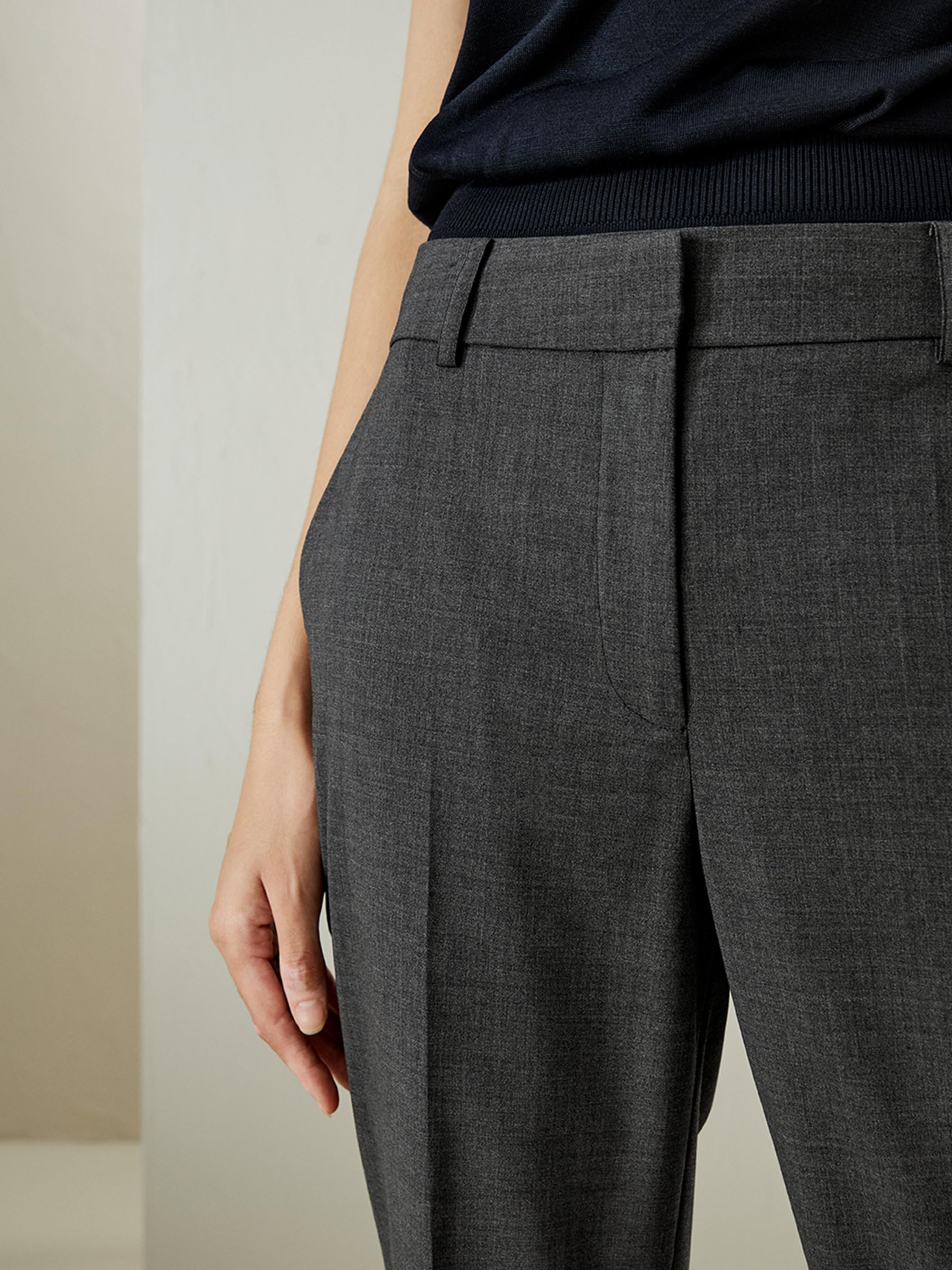 LilySilk Women's 100% Merino Wool Stretch Slim Fit Suit Pants - Luxury Office Work Business Trousers for Professional Women | Perfect for Business Meetings, Office Wear & Formal Occasions