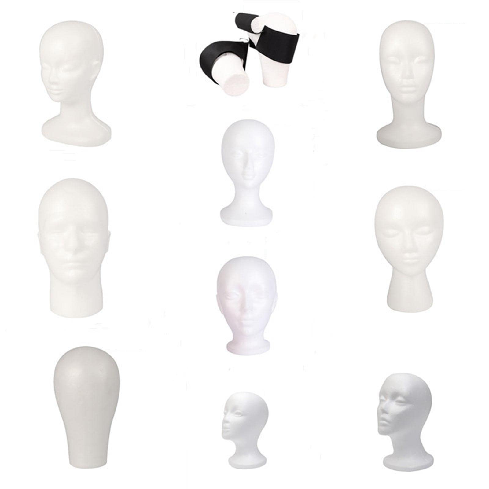 Styrofoam Mannequin Head for Wig Display - White Foam Wig Stand with Adjustable Height for Hairpieces, Hats, Glasses & Headset - Perfect for Salon, Barbershop & Home Hairstyling Practice