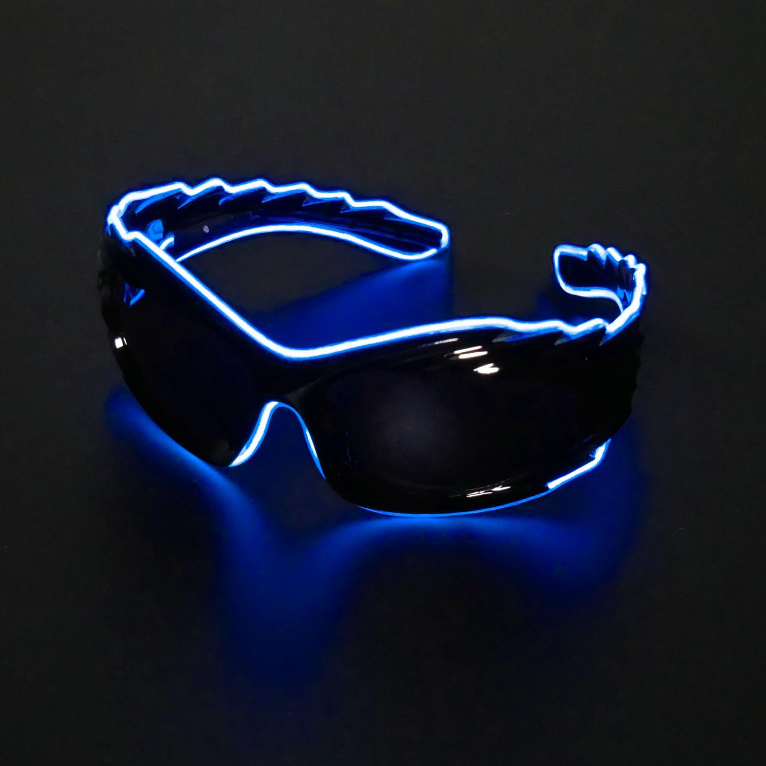 Pixel LED Sunglasses - Y2K Neon Rave Glow Glasses for Festival & Night Party (Blue)