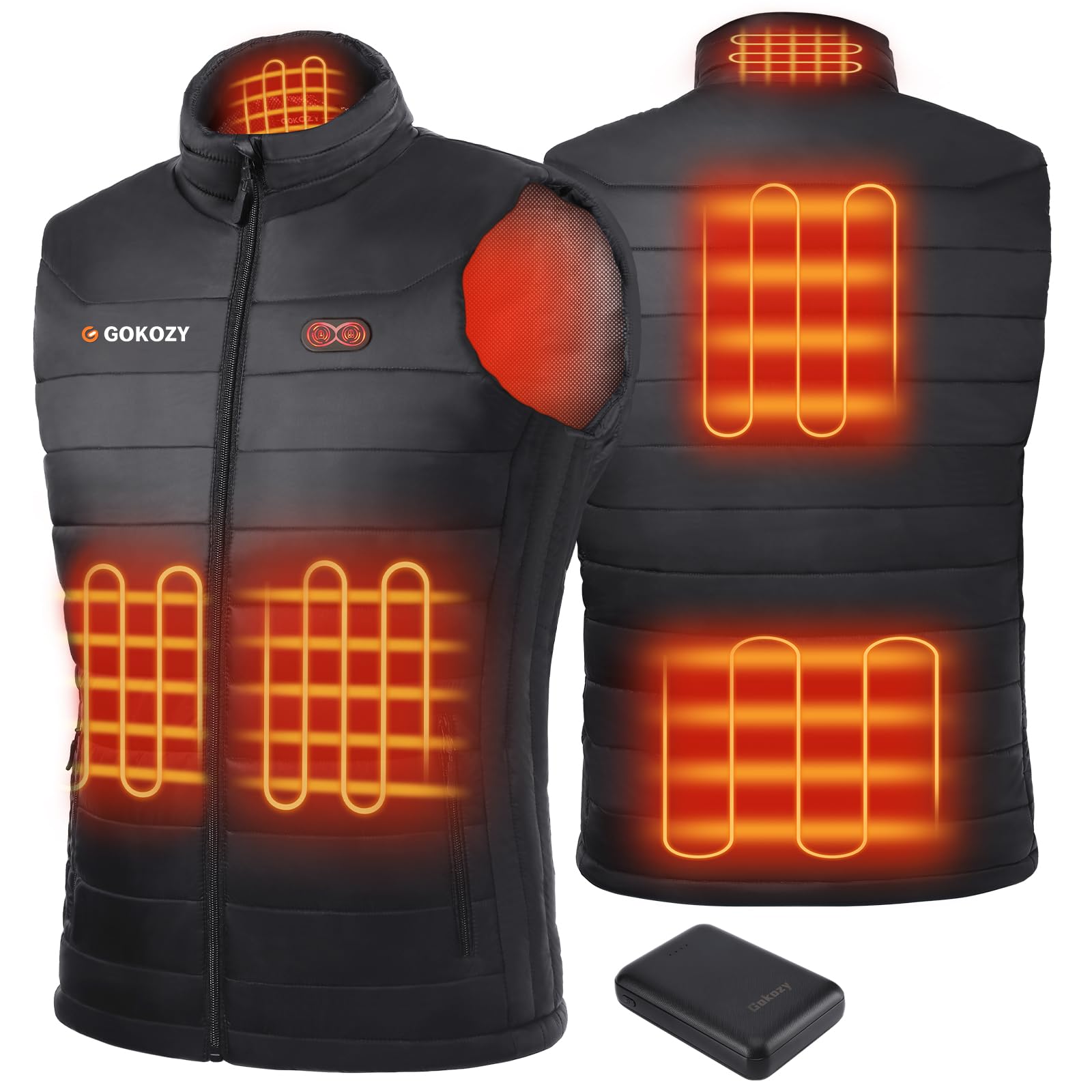 Gokozy Heated Vest for Men with Rechargeable Battery Pack - Lightweight Electric Warming Jacket for Cold Weather - Ideal for Outdoor Activities, Hiking, Hunting & Winter Sports