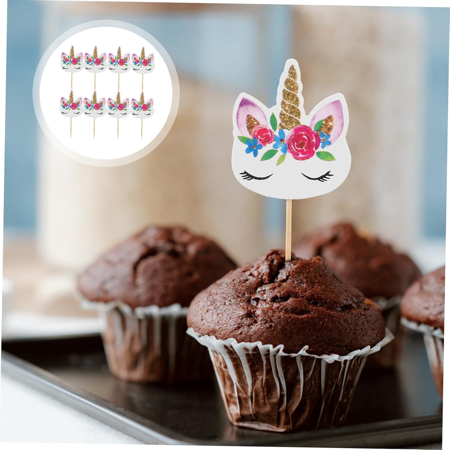 Flairs New York Unicorn Cupcake Toppers - Pack of 24 Dreamy Party Decorations for Birthday, Baby Shower & Wedding Celebrations