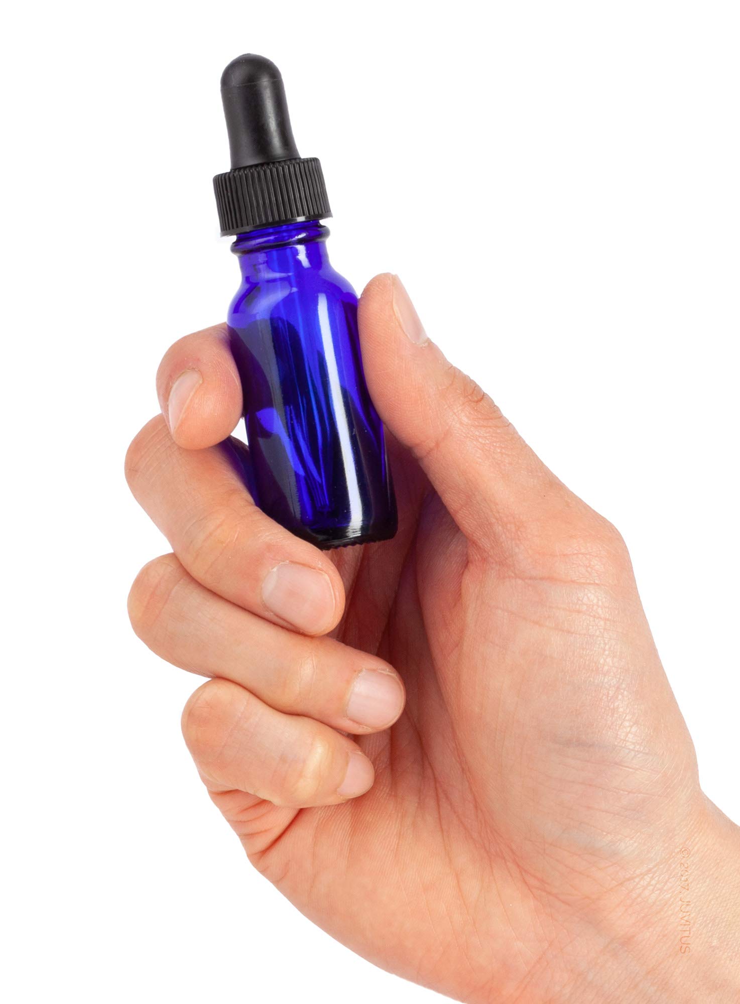 JUVITUS 6 Pack 0.5 oz (15ml) Cobalt Blue Glass Bottles with Black Dropper & Funnel - Essential Oil, CBD, DIY Beauty, Aromatherapy Storage Solution