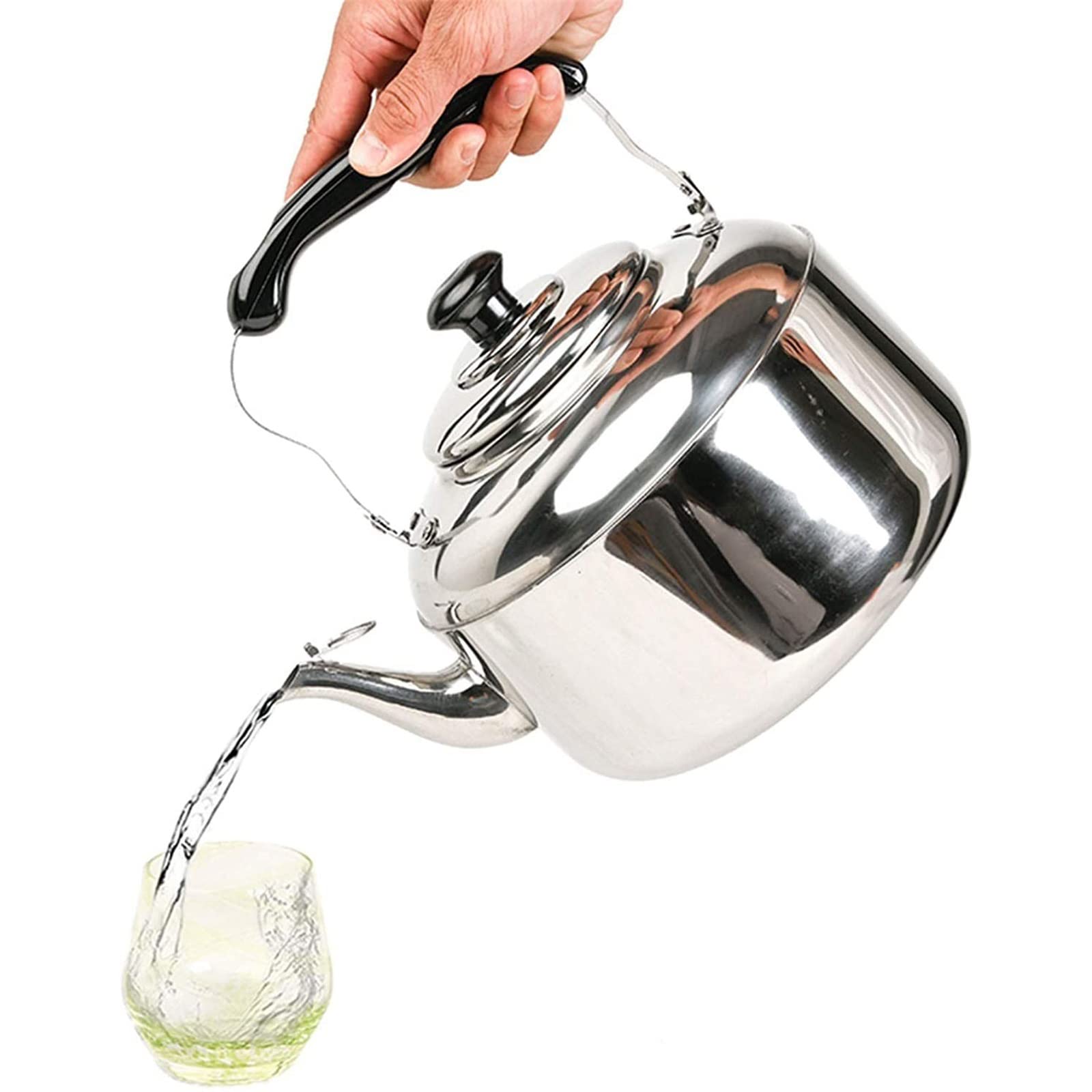 Premium Stainless Steel Whistling Tea Kettle - Induction Compatible, Gas & Electric Stove Safe - Perfect for Home, Camping, Hiking & Outdoor Picnics