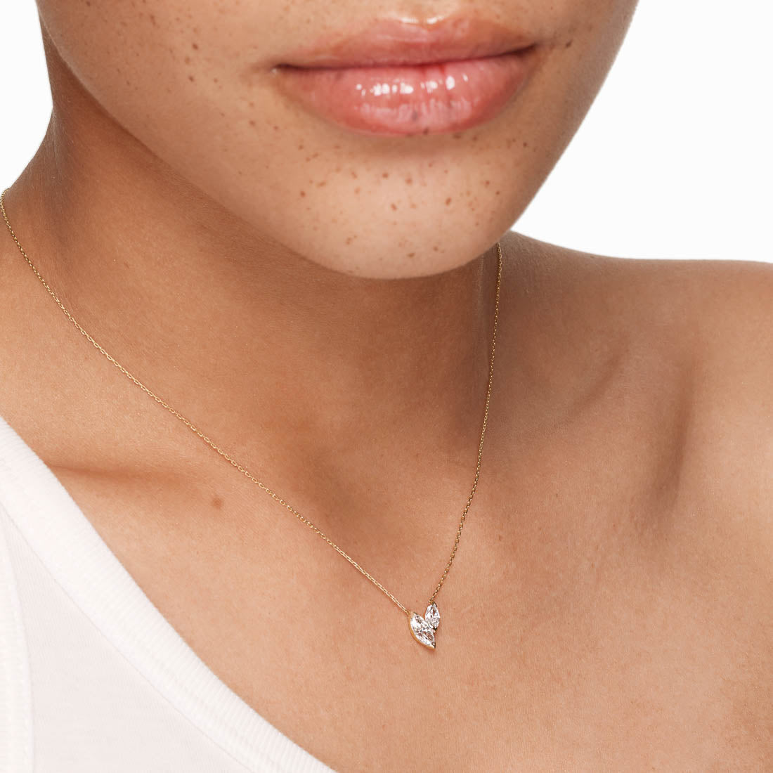 0.70ct Lab Grown Diamond Double Marquise Pendant Necklace in 10k Gold - Perfect for Weddings, Anniversaries & Special Occasions