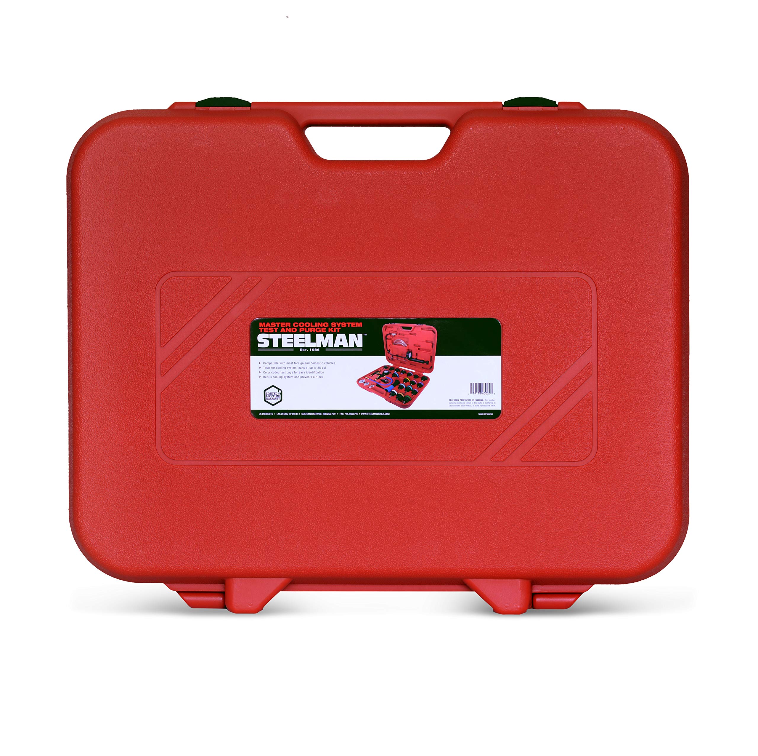 Steelman 27-Piece Master Cooling System Test and Purge Auto Kit - Professional Leak Detection, Pressure Testing & Vacuum Purge Tools with Storage Case - Perfect for Automotive AC Repair & Maintenance