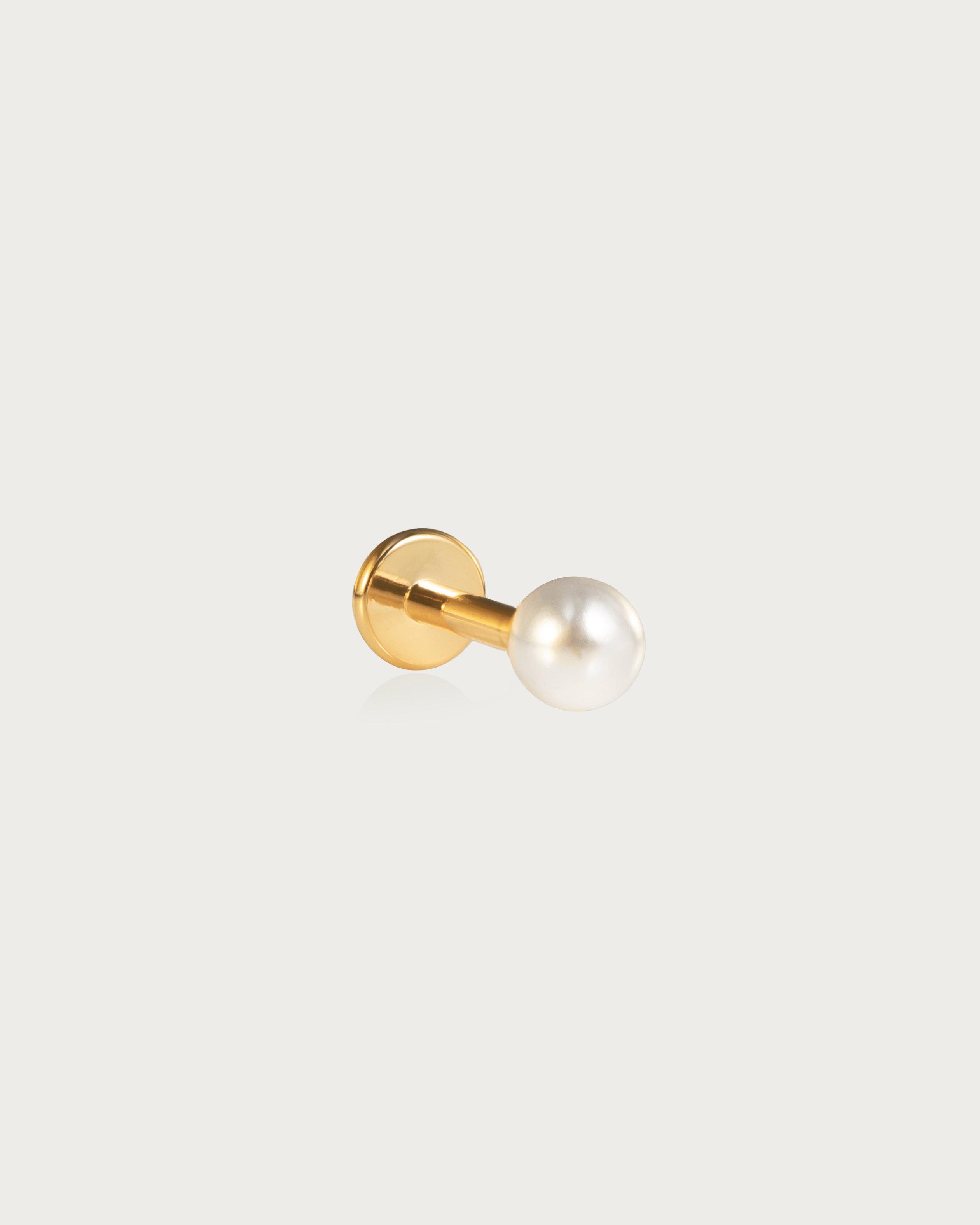 Single Pearl Flat Back Helix Earring - Minimalist Stud Earrings for Cartilage Piercing | Perfect for Everyday Wear, Date Night & Special Occasions