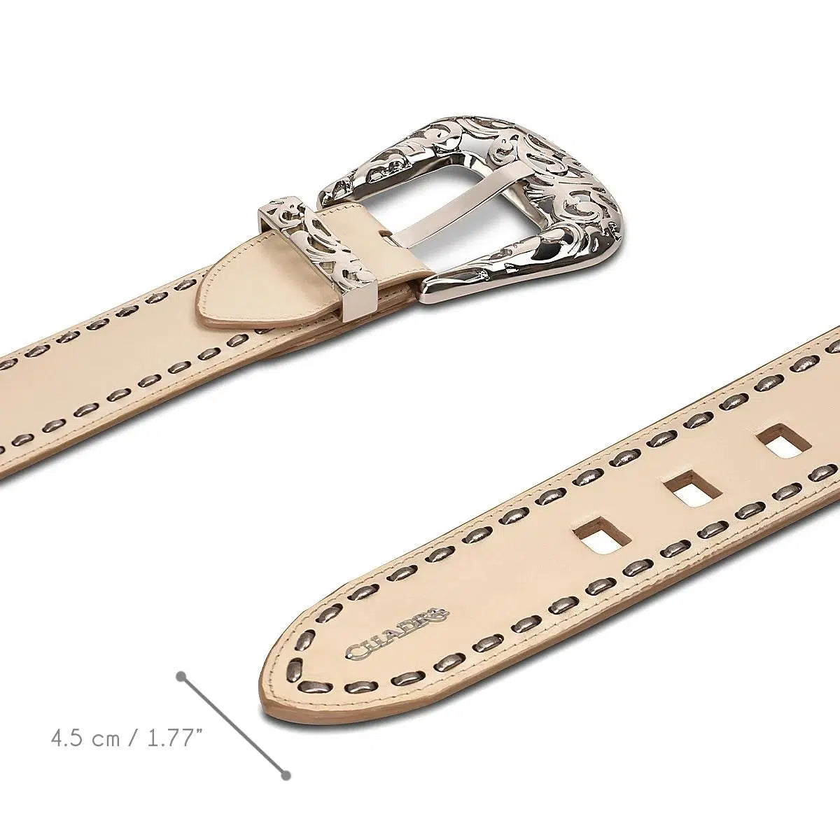 Cuadra Sand Cowboy Paris Texas Genuine Leather Belt for Women - Western Style Fashion Accessory for Casual Outfits & Country Events