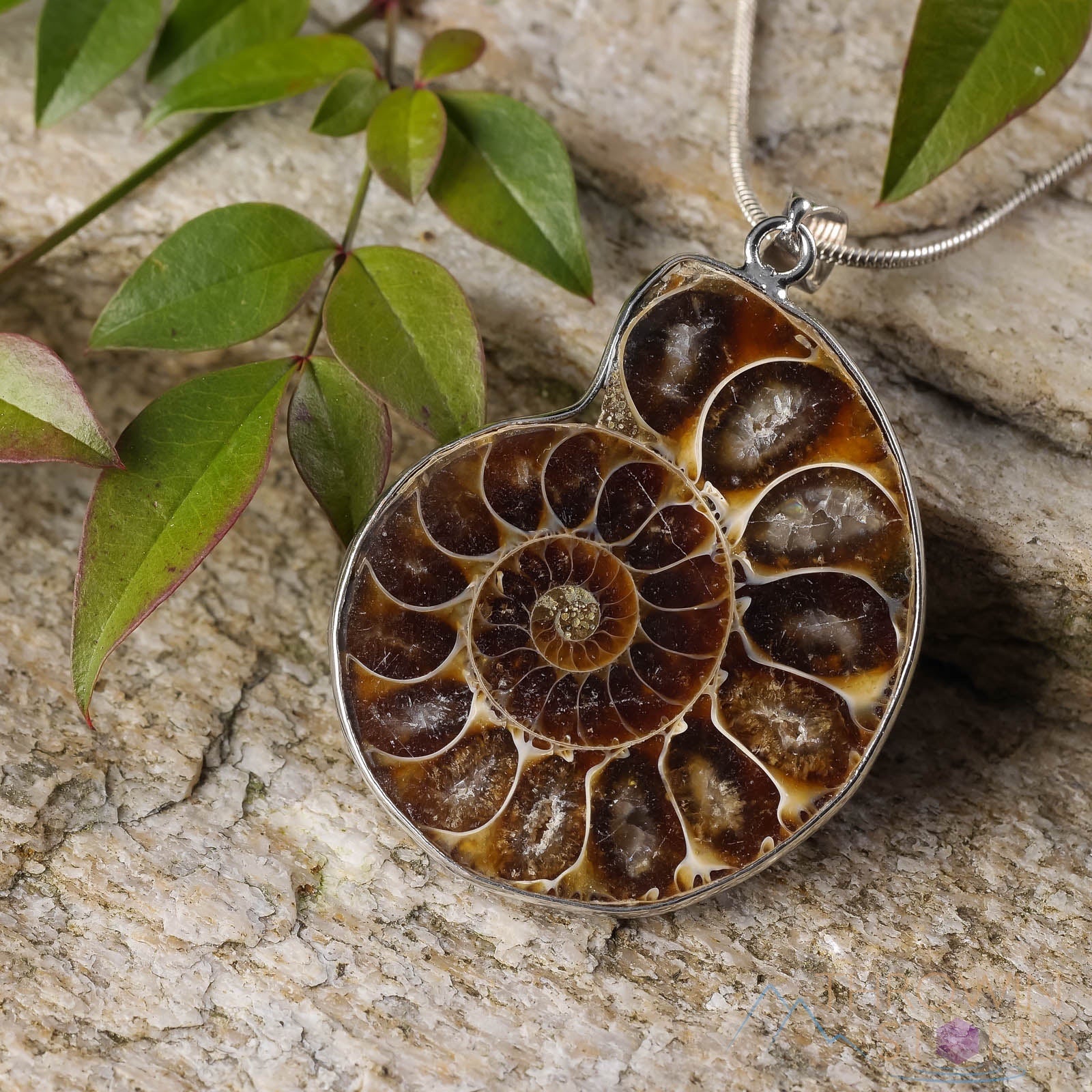 AMMONITE Fossil Pendant - Natural Ammolite & Opalized Ammonite Jewelry with Iridescent Colors | Unique Gift for Women, Men | Perfect for Birthdays, Anniversaries & Spiritual Healing (E0282)