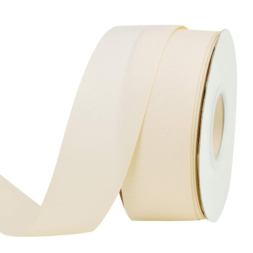 1 1/2 Inch Ivory Grosgrain Ribbon - 25 Yards Per Roll for DIY Crafts, Bow Making, Wreaths, Gift Wrapping, Hair Accessories & Wedding Decorations - Perfect for Party Favors, Scrapbooking and Home Decor Projects