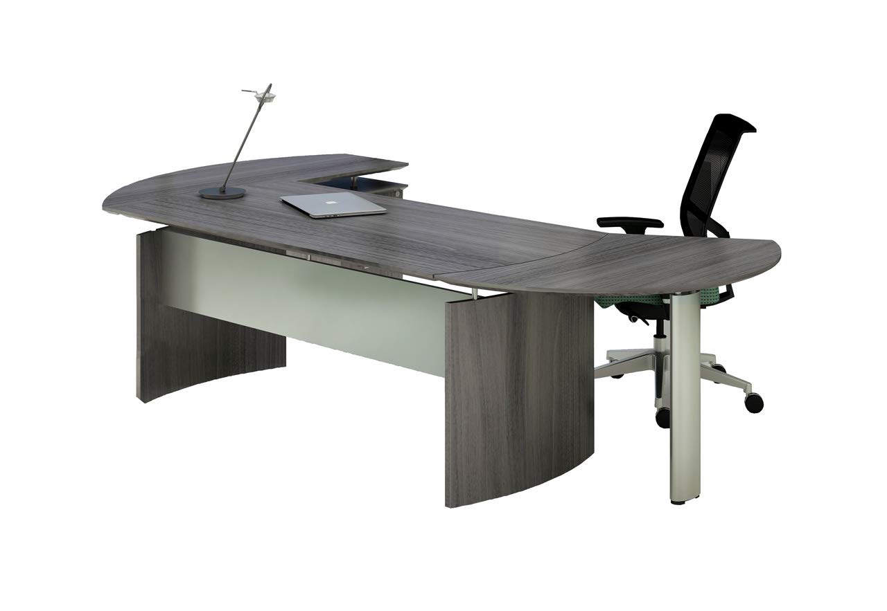 Safco Mayline MNEXTRLGS Medina Right Curved Desk Extension - Gray Steel Laminate Office Desk Add-On for Workspace Expansion | Perfect for Home Office, Conference Rooms & Collaborative Workstations