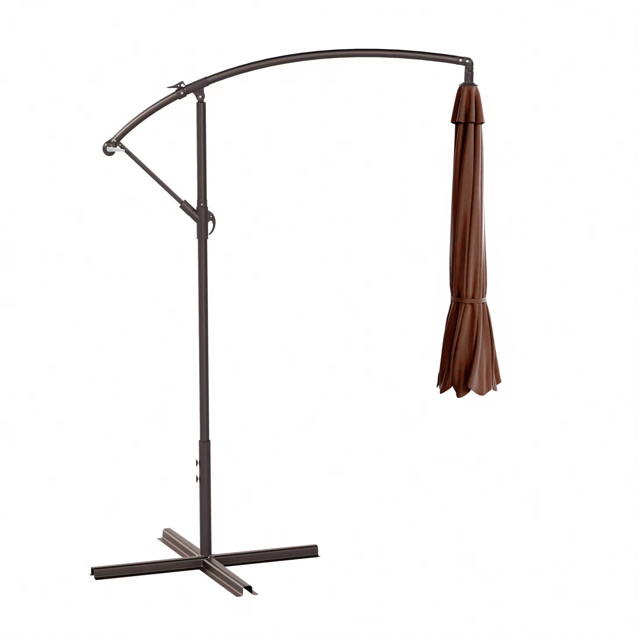10ft Outdoor Patio Cantilever Umbrella with Stand - 2 Piece Hanging Shade Kit for Garden, Poolside & Backyard Relaxation