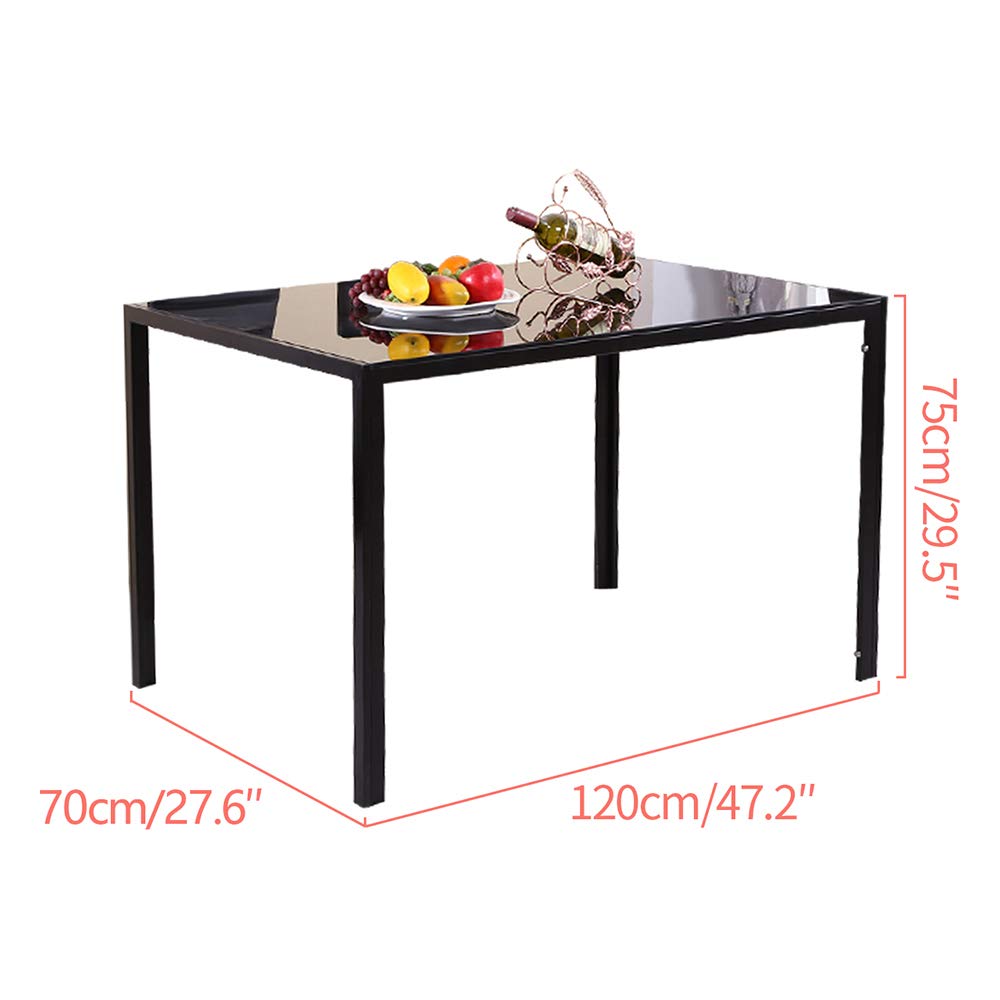 7-Piece Modern Black Dining Set with Tempered Glass Table & 6 Velvet Chairs - Space Saving Kitchen/Dining Room Furniture for Small Apartments & Condos | Perfect for Breakfast Nooks, Compact Dinettes & Cozy Meals