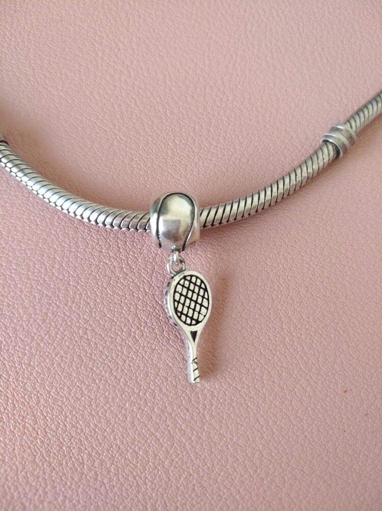925 Sterling Silver Volleyball Bead Charm - Sport Bead for Original Bracelet (Tennis Racket & Ball Design) - Perfect for Volleyball Players, Sports Fans & Jewelry Lovers