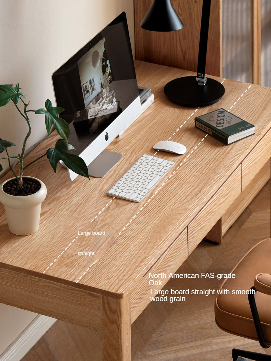 Premium Solid Wood Office Desk - Oak & Beech - Modern Home Office Furniture for Remote Work & Study