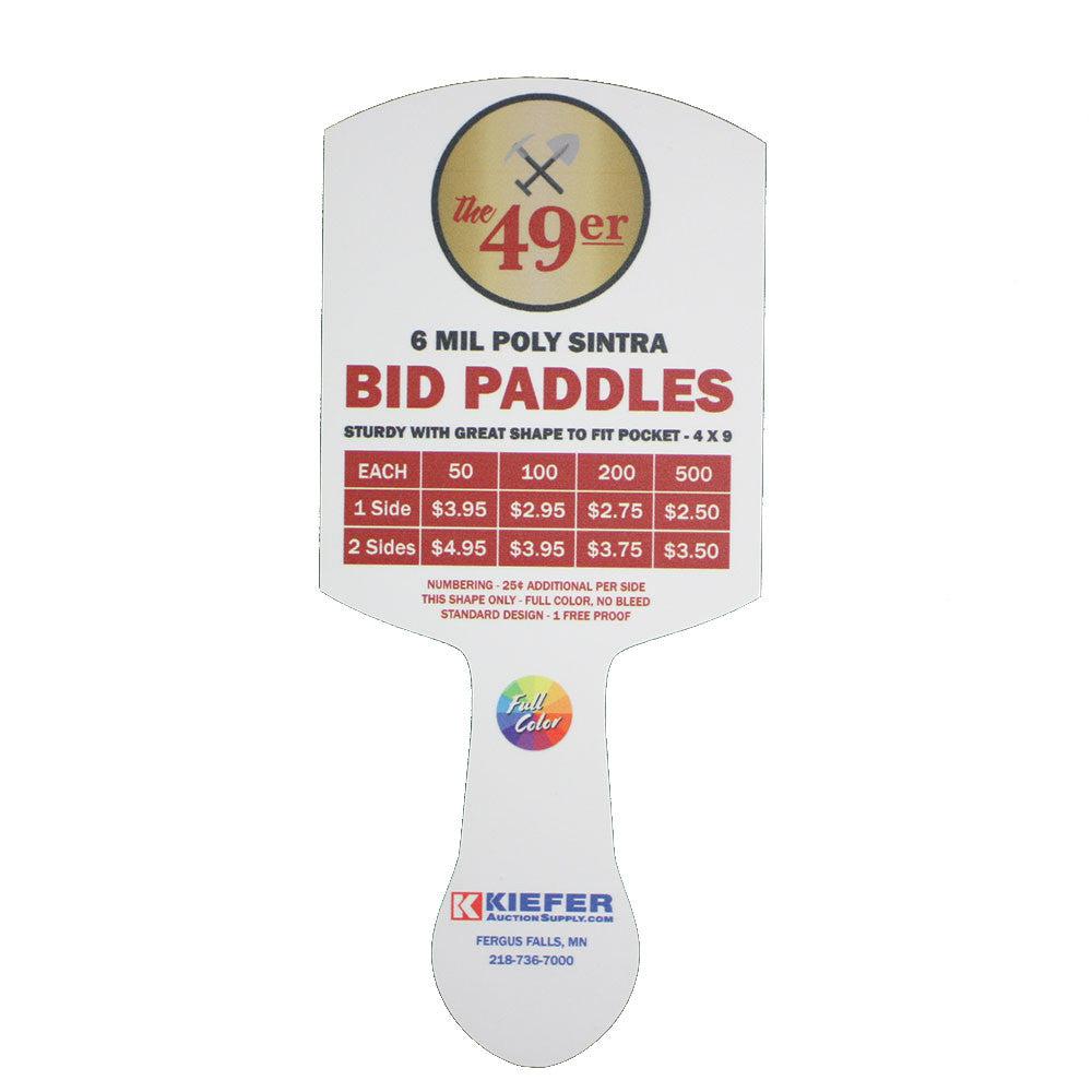 Custom '49er' Plastic Bid Paddles - Full Color Auction Paddles (Minimum Order 50) - Perfect for Charity Events, Bingo Games & Fundraising Auctions