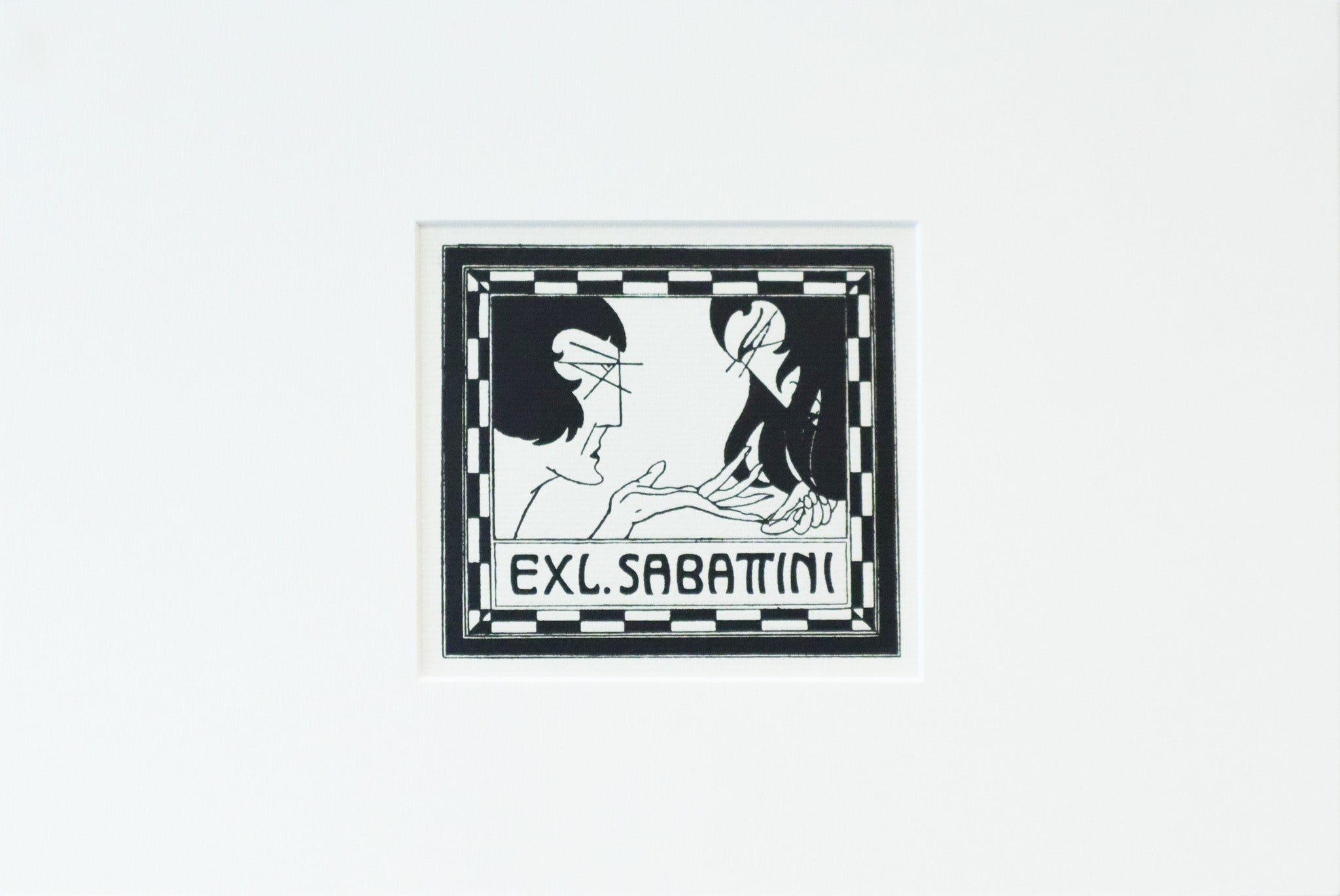 Antique 1920 Italian Engraved Bookplate - Ex Libris L. Sabattini - Vintage Matte Art Print - Perfect for Book Collectors & Home Decor