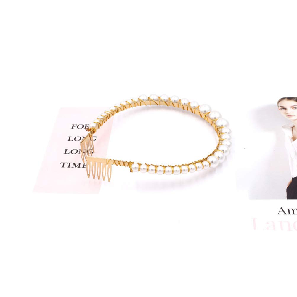 Lurrose Pearl Hair Hoop Headband for Women - Elegant Bride Wedding Hair Accessory for Bridal Party, Prom, and Special Occasions
