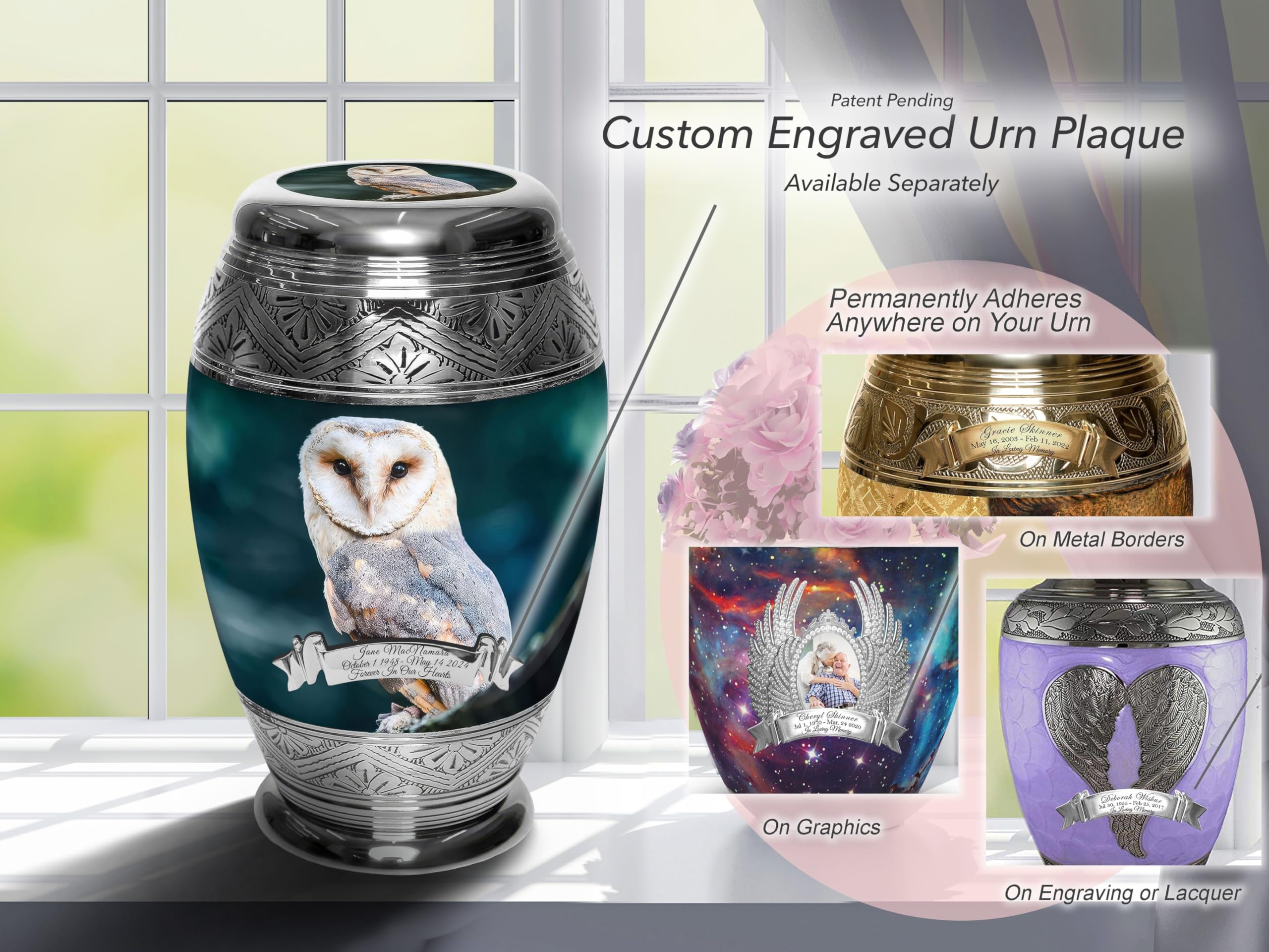 Observing Owl Cremation Urn for Human Ashes - Large Adult Memorial Urn for Women, Mothers & Loved Ones - Funeral, Burial & Home Keepsake - Perfect for Memorial Services & Home Display