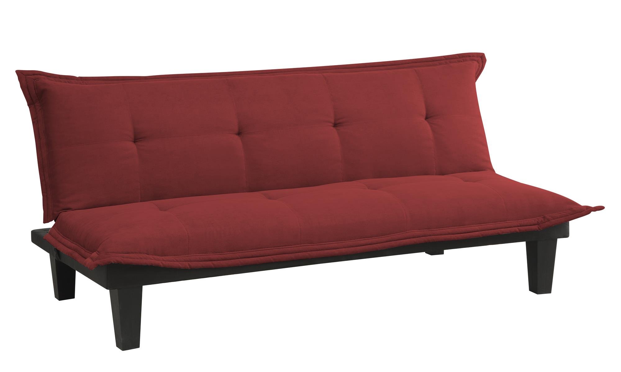 DHP Lodge Convertible Futon Couch Bed - Microfiber Upholstery with Wooden Legs, Red | Space-Saving Sleeper Sofa for Small Apartments, Guest Rooms & Dorm Living