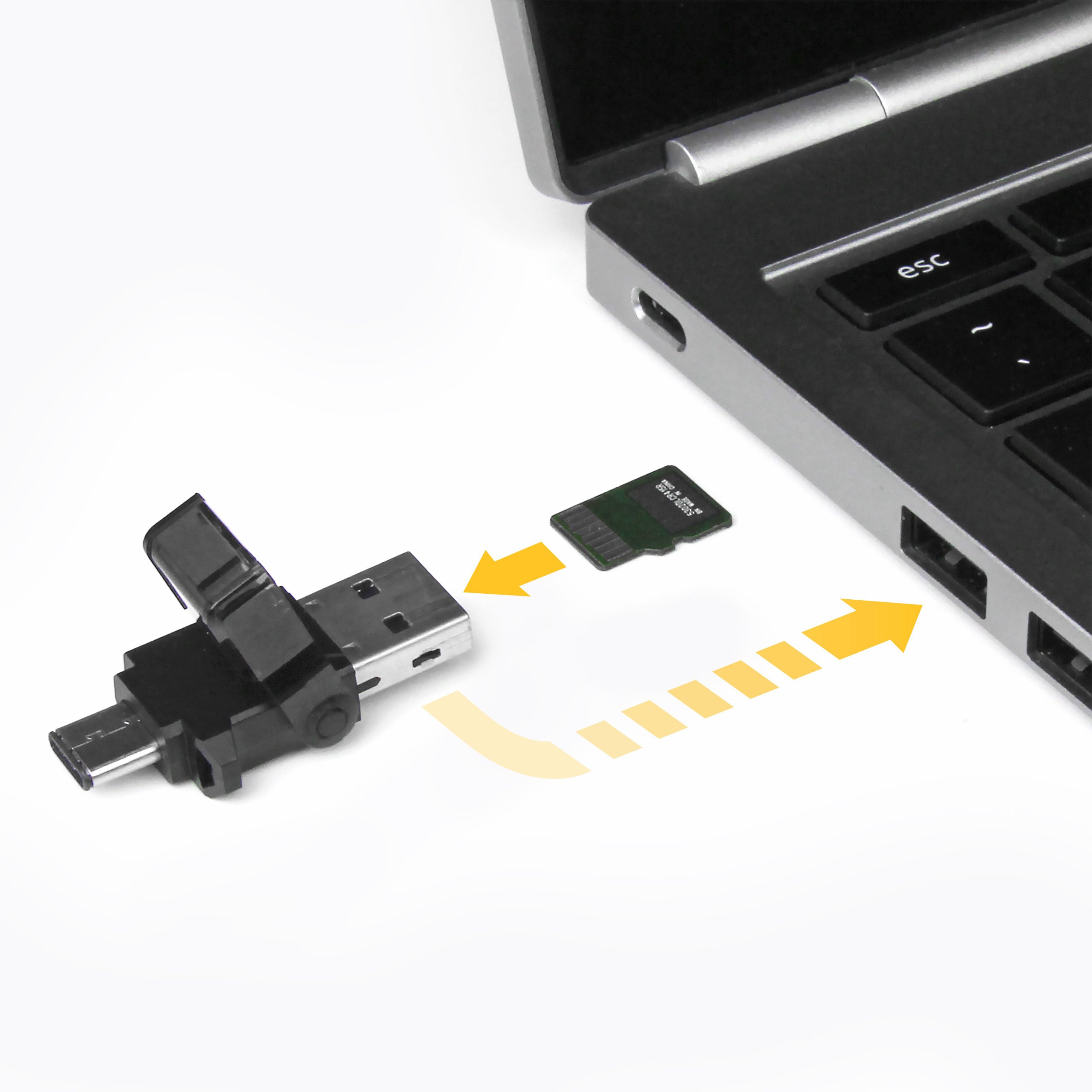 StarTech.com USB 3.0 MicroSD Card Reader Adapter - Dual USB-C & USB-A Compatible Memory Card Reader for Laptops, PCs & MacBooks - Fast Data Transfer for Photos, Videos & Files (MSDREADU3CA), Black - Perfect for Travel, Photography & Office Work