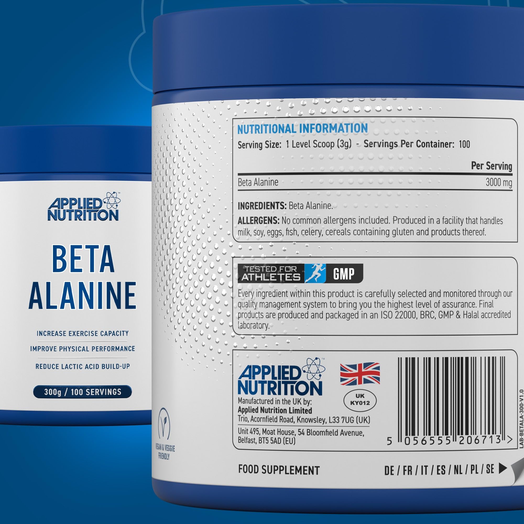Applied Nutrition Beta Alanine Powder - Premium Pre-Workout Supplement for Muscle Endurance & Performance | Ideal for Gym, Running & High-Intensity Training