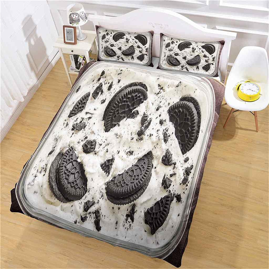 Queen Size Duvet Cover Set 90x90 Inches - Soft Microfiber Comforter Cover with Zipper Closure & Corner Ties, Includes 2 Pillow Shams - Modern Biscuit Yogurt Pattern Bedding for Cozy Bedroom Decor
