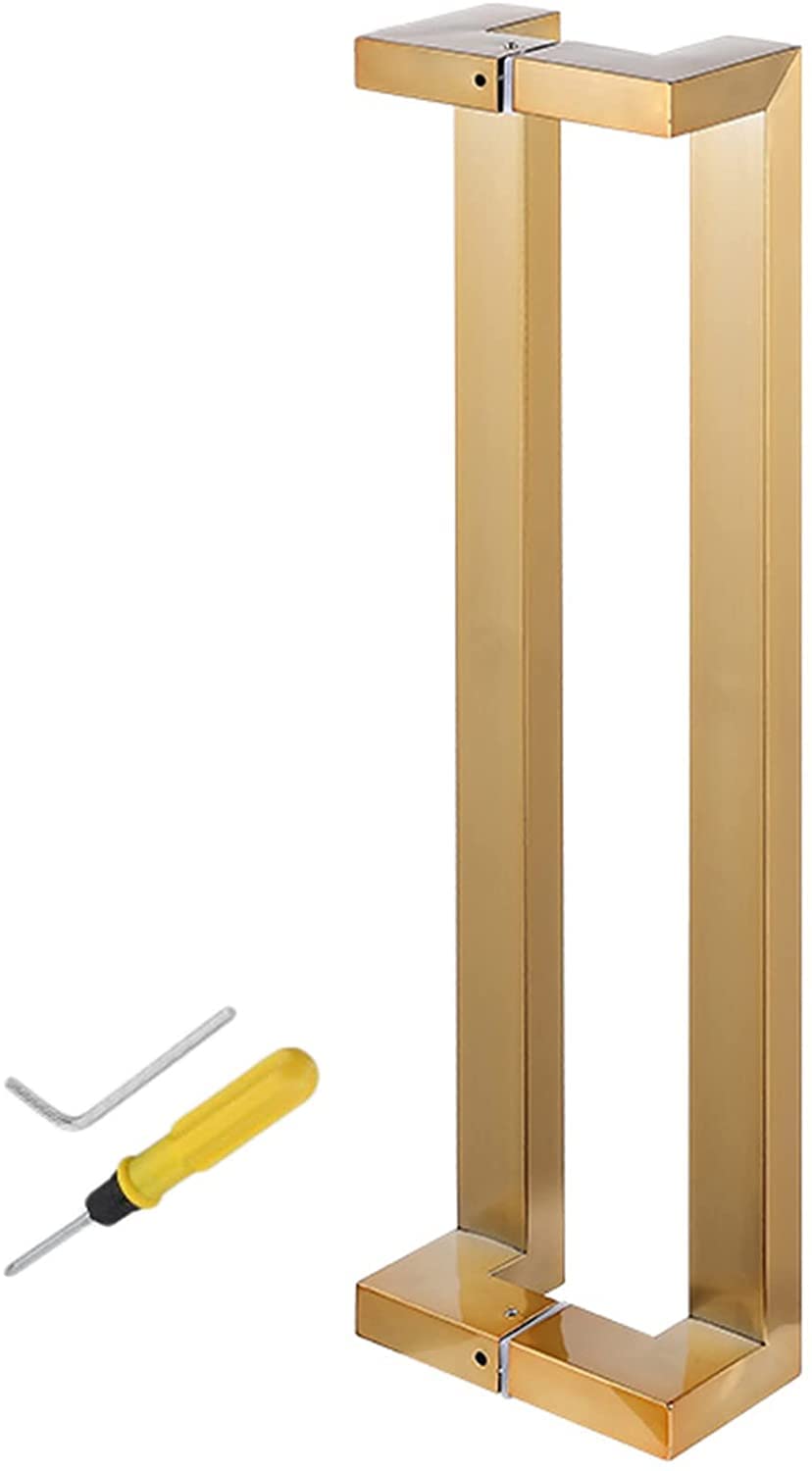 Modern Stainless Steel Square Shower Door Handle & Sliding Glass Door Pull - 47 Inch Gold Barn Gate Handle for Interior/Exterior Doors - Perfect for Bathroom, Shower Enclosure & Entryway Decor