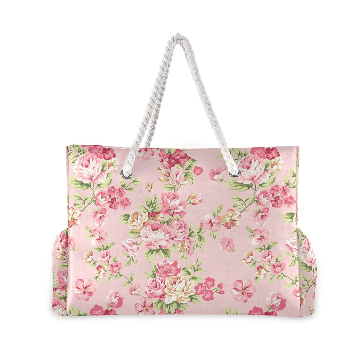 MNSRUU Large Beach Tote Bag - Waterproof Travel Gym Bag with Abstract Floral Skulls Design & Multiple Pockets | Perfect for Beach Trips, Poolside Lounging, Gym Workouts & Weekend Getaways