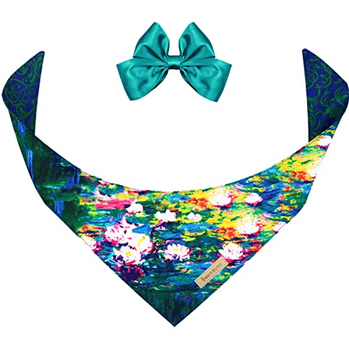 Claude Monet Water Lilies (1 Bandana + 1 Hair Bow)
