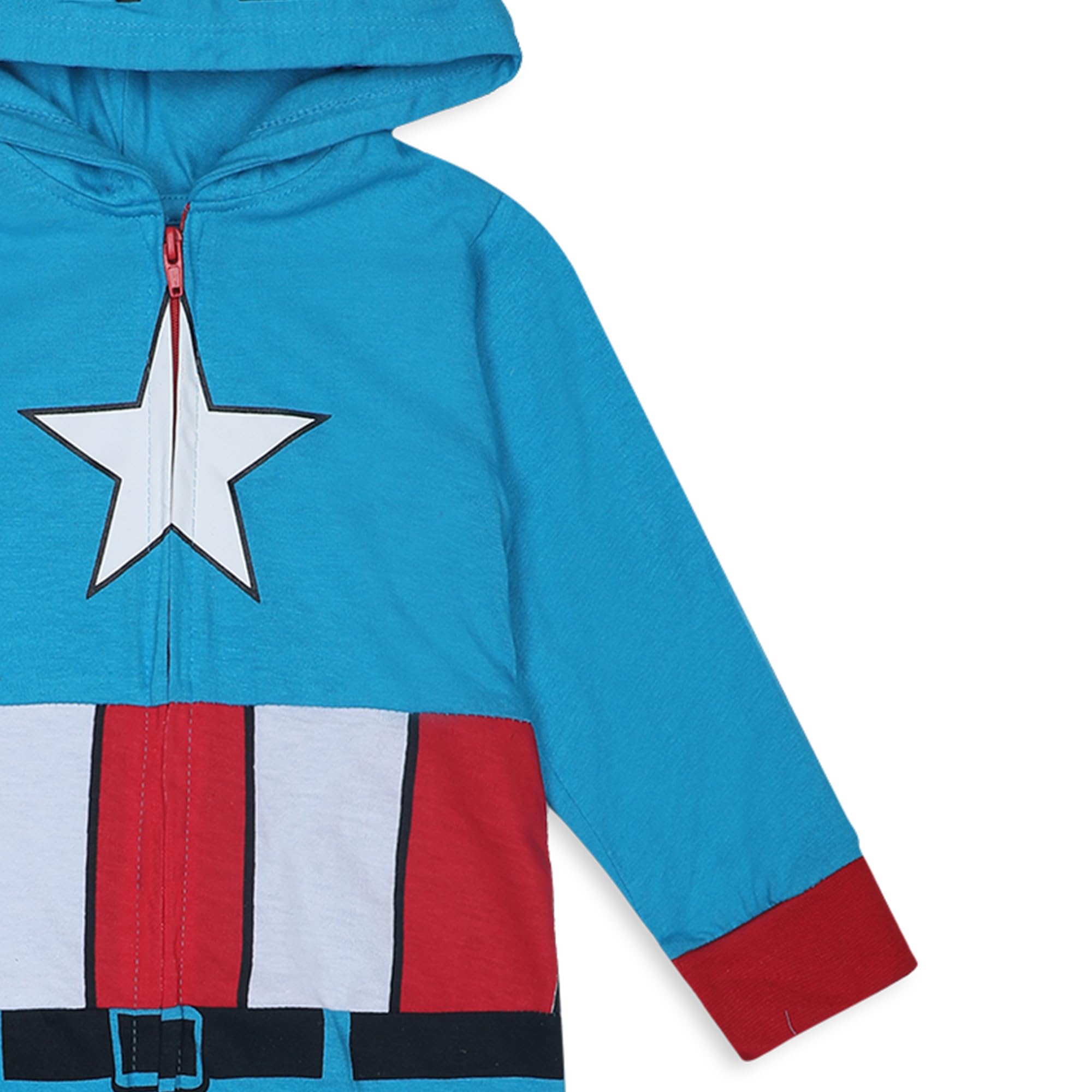 Marvel Superhero Boys Zip-Up Hooded Coverall - Hulk, Captain America, Iron Man, Spider-Man Costume for Infants & Toddlers | Dress Up, Halloween, Birthday Party, Cosplay