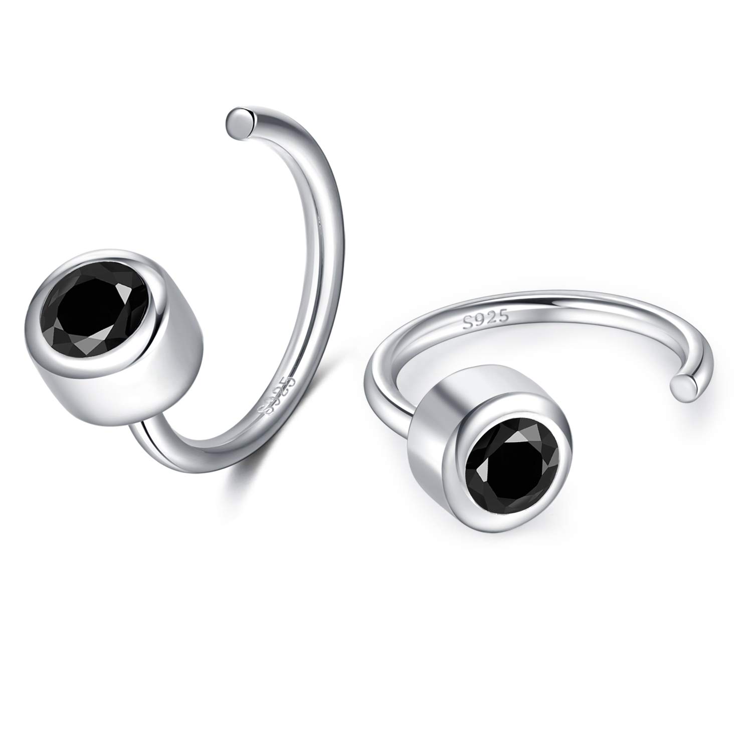 925 Sterling Silver Dainty Hug Hoop Earrings for Women - Synthetic Fire Opal/Turquoise/Moonstone/CZ Gemstone Huggie Hoops | Elegant Everyday Wear, Gift for Her, Date Night & Special Occasions