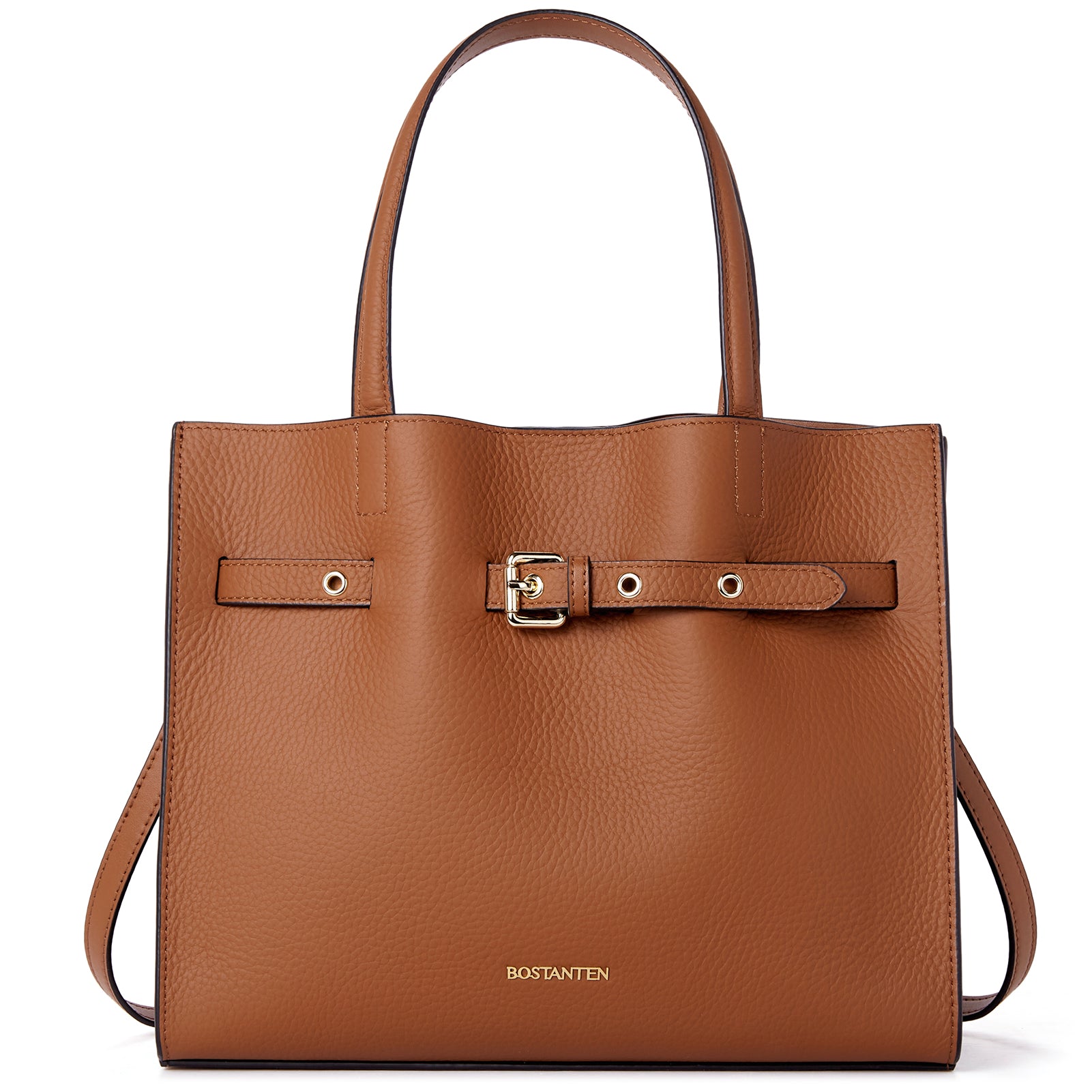 BOSTANTEN Women's Leather Tote Bag - Fashion Designer Handbag with Top Handle & Crossbody Strap, Zipper Pouch Included | Perfect for Work, Travel & Everyday Use