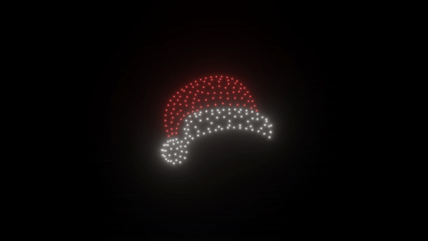 200 Drones with Santa Hat Animation - Perfect for Christmas Light Shows, Holiday Events & Drone Displays
