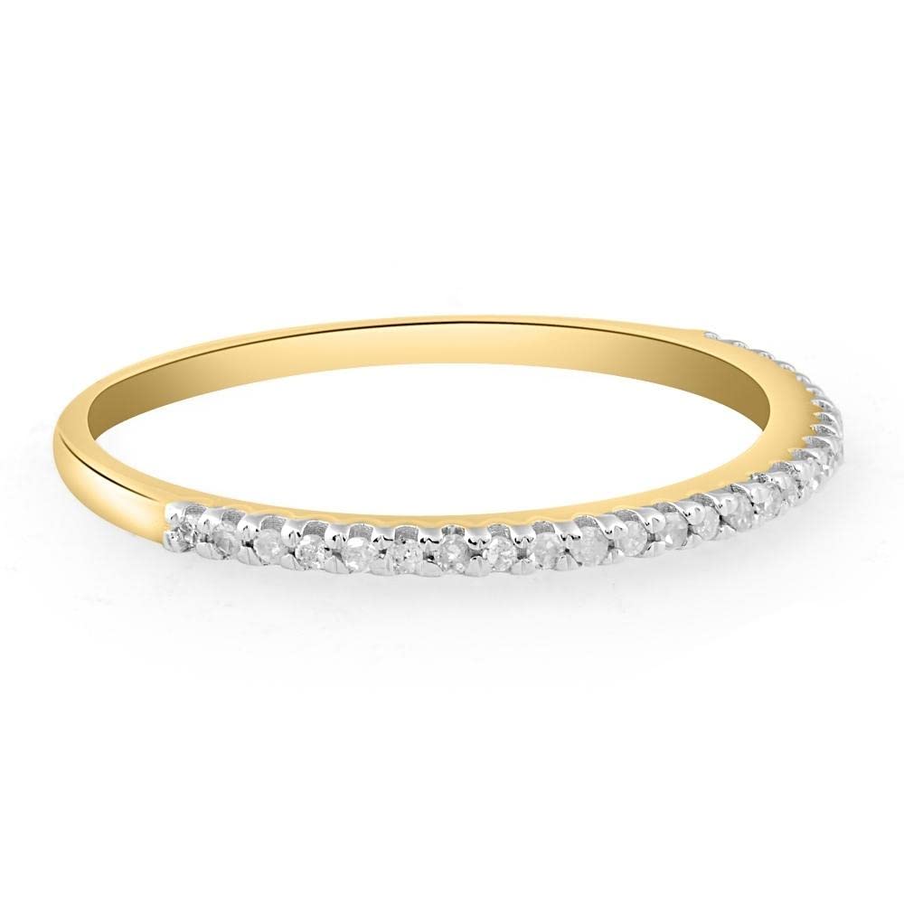Diamond Wedding Ring for Women - 14K Yellow Gold Stackable Anniversary Band - Perfect for Bridal, Engagement, and Special Occasions