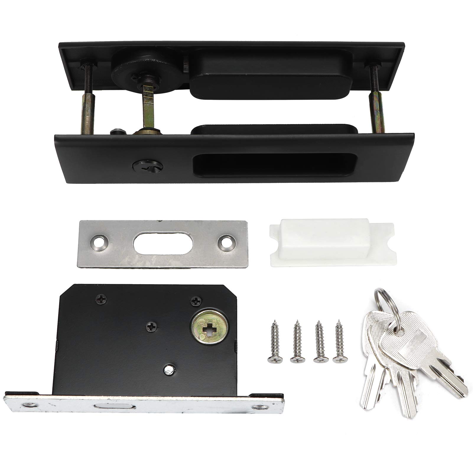Premium Zinc Alloy Sliding Door Handle Set - Black Bathroom & Balcony Cabinet Door Lock Latch Hardware - Durable & Stylish for Home, Office & Commercial Spaces