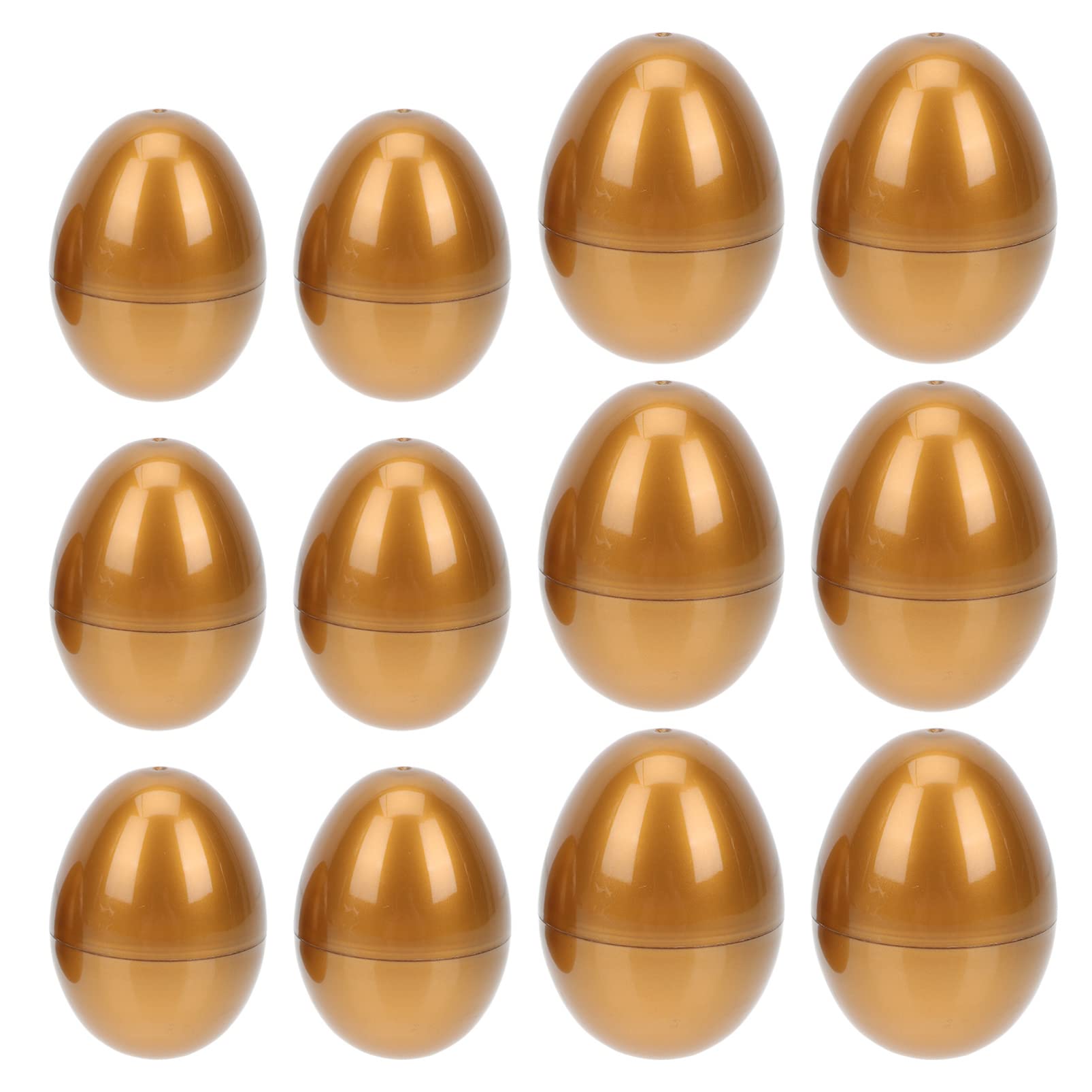 NUOBESTY 12PCS Golden Plastic Fillable Easter Eggs - Surprise Toy Blind Bags, Empty Shells for Candy - Perfect for Easter Egg Hunts, Basket Stuffers & Party Favors