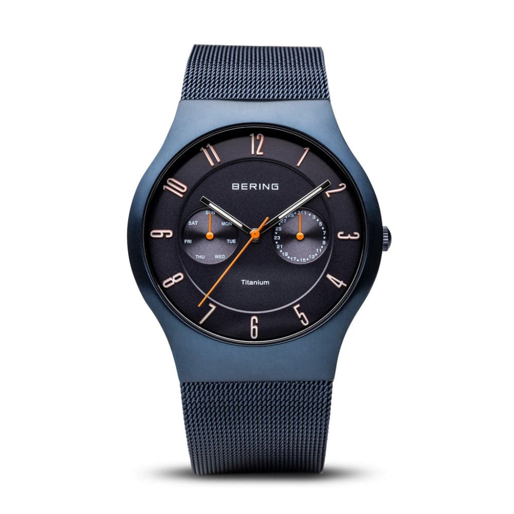BERING 11939 393 Black Dial Titanium Men's Watch - Luxury Waterproof Chronograph for Business, Casual & Outdoor Activities