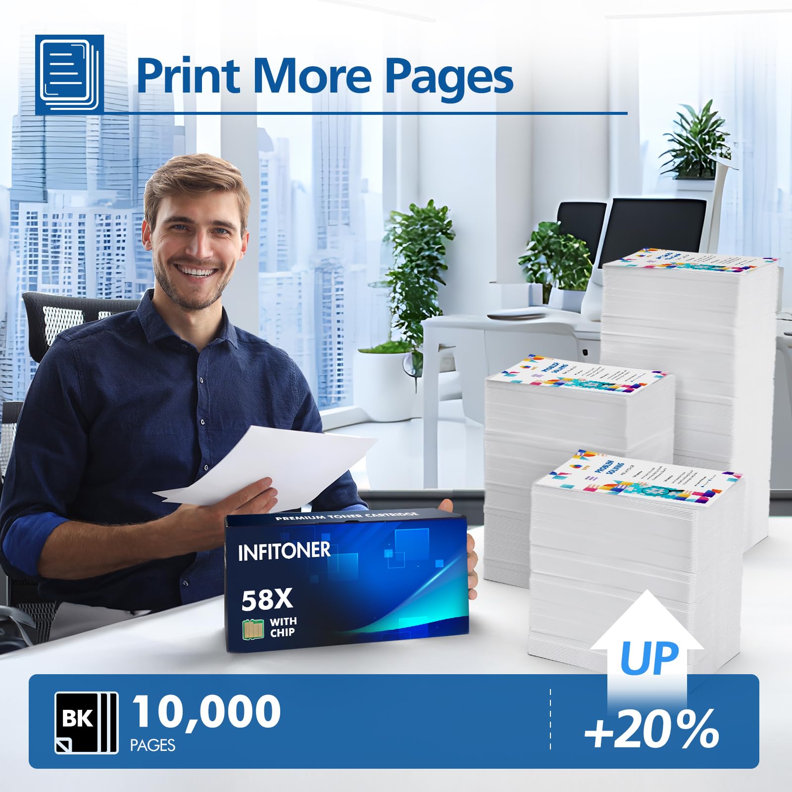 High Yield CF258X 58X Black Toner Cartridge - 2-Pack with Chip | Compatible Replacement for HP 58X/CF258X/58A/CF258A | Works with LaserJet MFP M428fdw/Pro M404n/M404dn/M404dw/M428fdn/M428dw Printers | Perfect for Office & Home Printing Needs