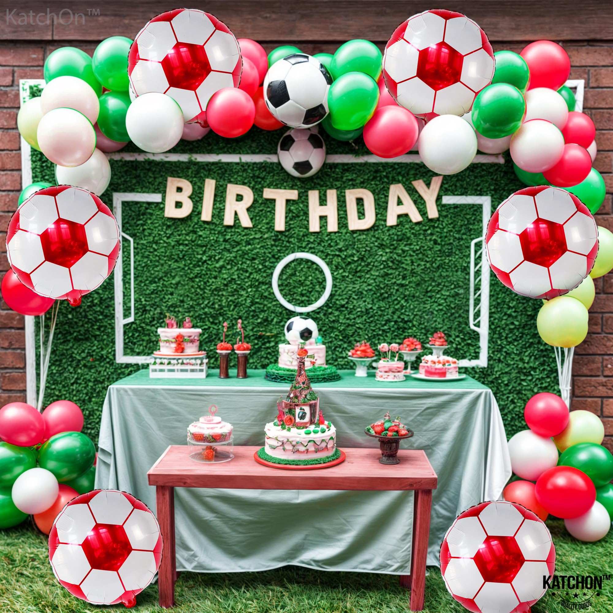 KatchOn 18 Inch Red Soccer Balloons - Pack of 6 | Mylar Soccer Ball Balloons for Party Decorations, Homecoming, Birthday & Themed Events | Perfect for Soccer Parties, Team Celebrations & Game Day Decor