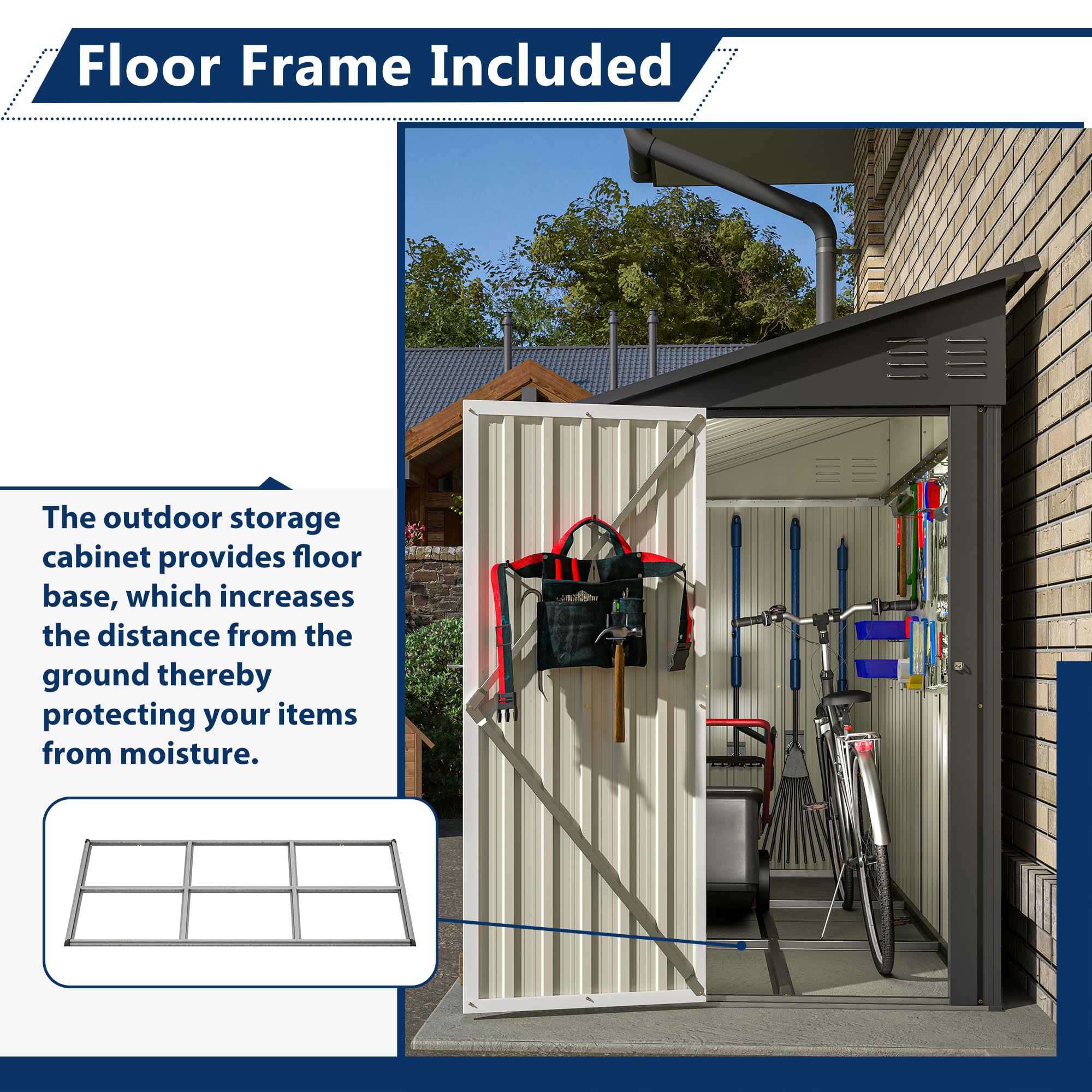 4' x 8' Black Metal Lean-to Storage Shed | Outdoor Garden Shed for Backyard, Patio & Yard Organization | Weather-Resistant Tool & Equipment Storage Solution for Gardening, Lawn Care & Outdoor Gear