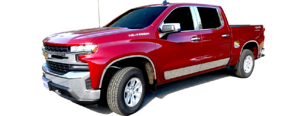 2019-2020 Chevrolet Silverado 10-Piece Stainless Steel Pillar Post Trim Kit with Front Triangle Piece PP59173 - Durable Exterior Upgrade for Pickup Trucks